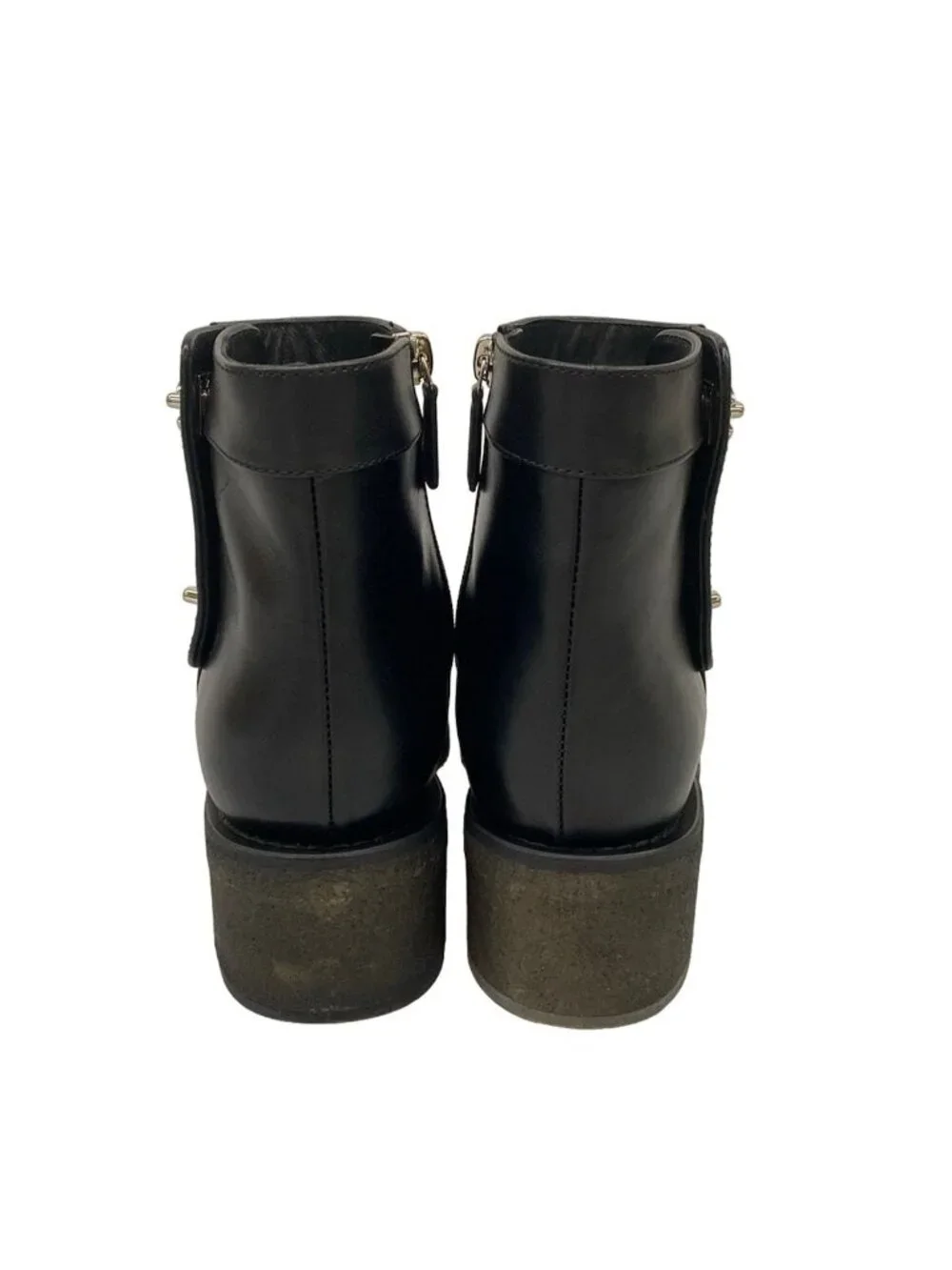 Chanel Short Boots Black Silver CC Logo Turnlock Leather